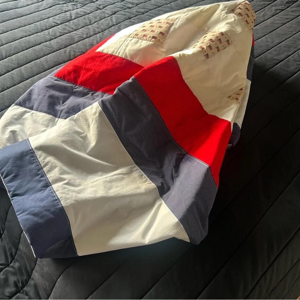 Handmade Red, White & Blue Patriotic Flag Quilt #101025